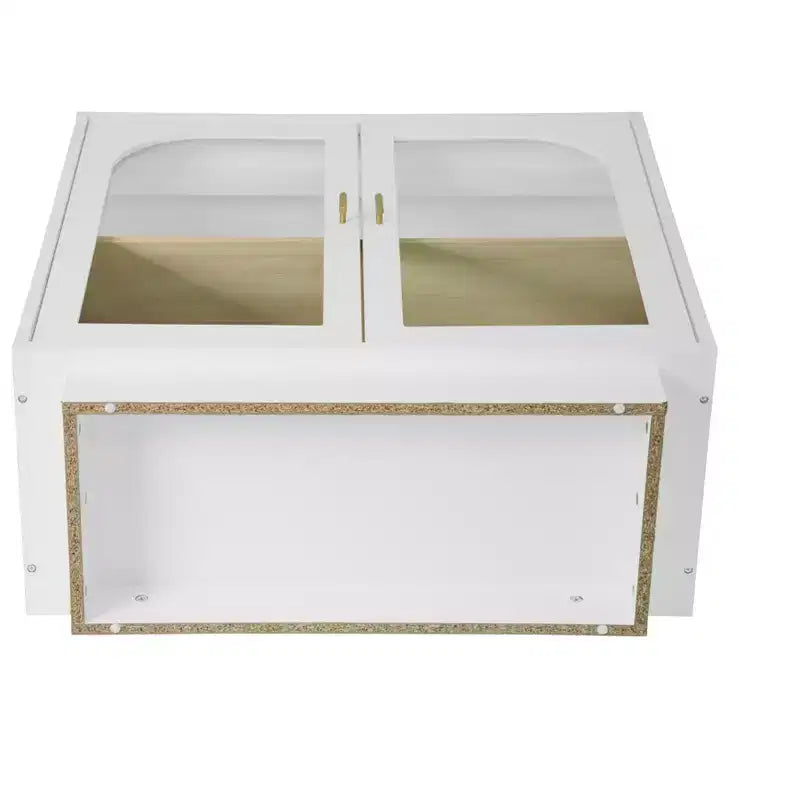 Glass Door Storage Cabinet, Contemporary Free Standing Organizer with Adjustable Shelf for Living Room, Dining or Study Room
