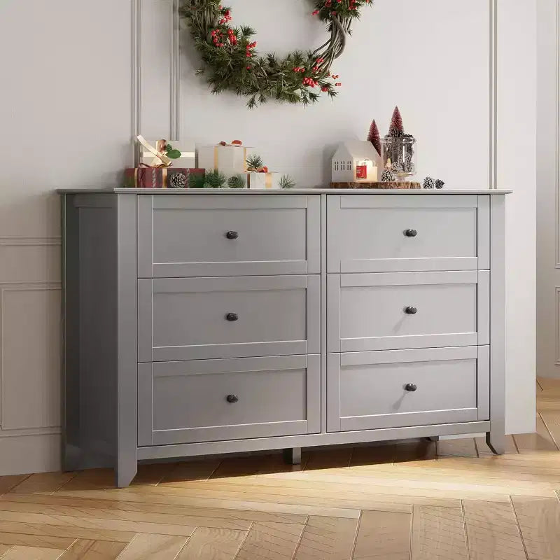 Dresser for Bedroom, 6 Chest of Drawer Dresser Organizer, Modern Wood Storage Cabinet for Living Room, Closet Storage, Entryway, Hallway