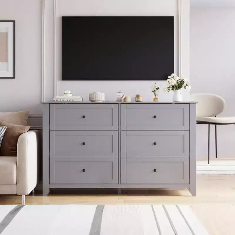 Dresser for Bedroom, 6 Chest of Drawer Dresser Organizer, Modern Wood Storage Cabinet for Living Room, Closet Storage, Entryway, Hallway