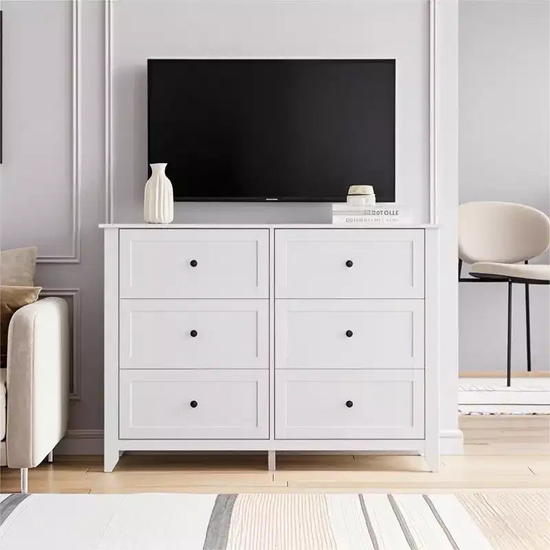 Dresser for Bedroom, 6 Chest of Drawer Dresser Organizer, Modern Wood Storage Cabinet for Living Room, Closet Storage, Entryway, Hallway
