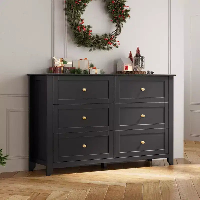 Dresser for Bedroom, 6 Chest of Drawer Dresser Organizer, Modern Wood Storage Cabinet for Living Room, Closet Storage, Entryway, Hallway