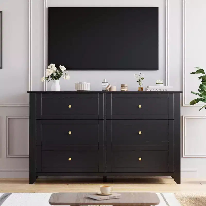 Dresser for Bedroom, 6 Chest of Drawer Dresser Organizer, Modern Wood Storage Cabinet for Living Room, Closet Storage, Entryway, Hallway