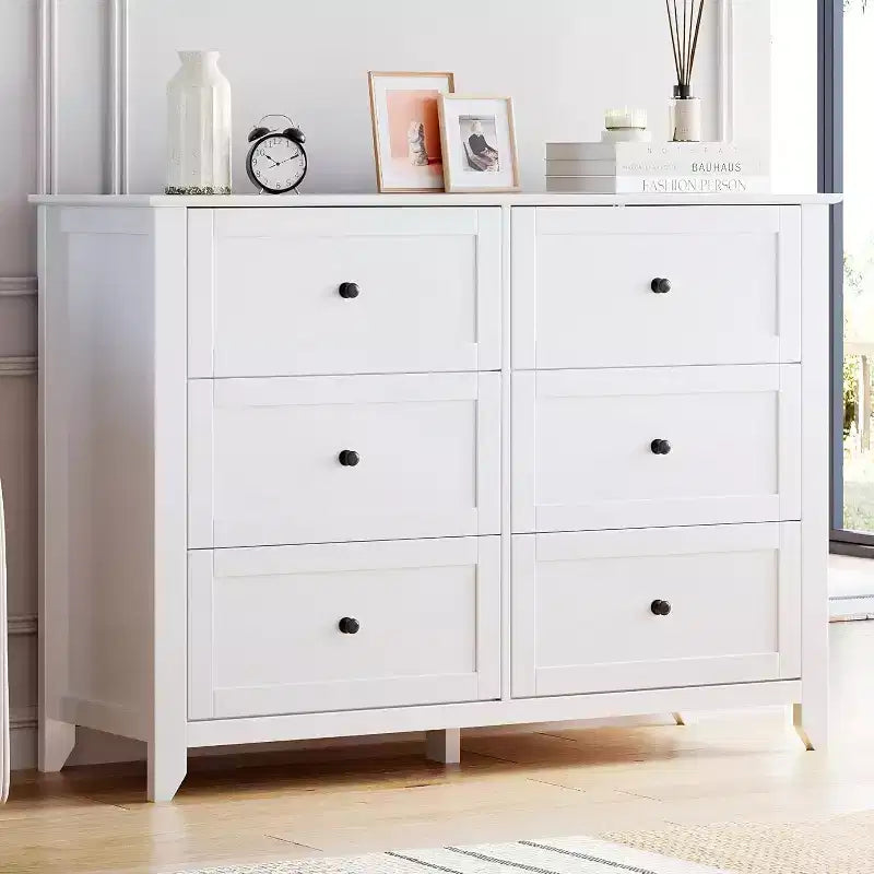 Dresser for Bedroom, 6 Chest of Drawer Dresser Organizer, Modern Wood Storage Cabinet for Living Room, Closet Storage, Entryway, Hallway