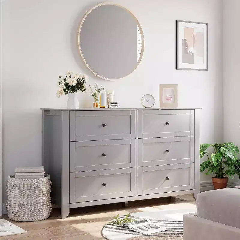Dresser for Bedroom, 6 Chest of Drawer Dresser Organizer, Modern Wood Storage Cabinet for Living Room, Closet Storage, Entryway, Hallway