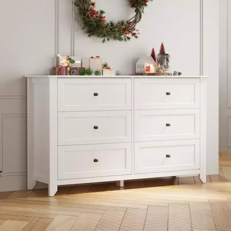 Dresser for Bedroom, 6 Chest of Drawer Dresser Organizer, Modern Wood Storage Cabinet for Living Room, Closet Storage, Entryway, Hallway