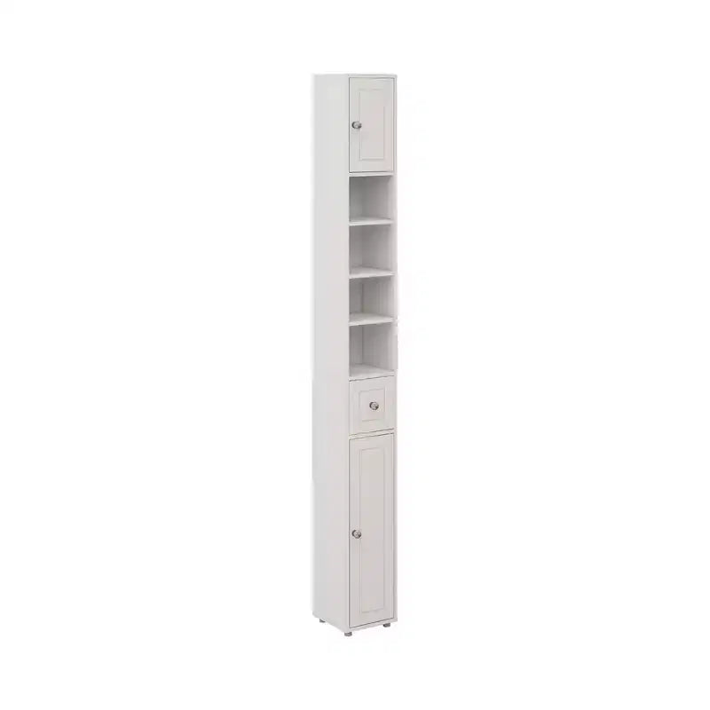 71 Tall Narrow Bathroom Cabinet, Freestanding Narrow Storage Cabinet with 2 Doors, 1 Drawer, 4 Adjustable Shelves for Bathroom, Living Room, White