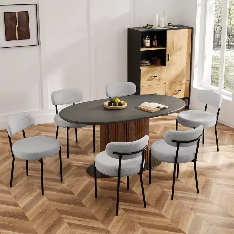 PexFix 2Pcs Seat Cushion Black Steel Frame Comfort Dining Room Chair with Upholstered Backrest for Dining Room Bedroom