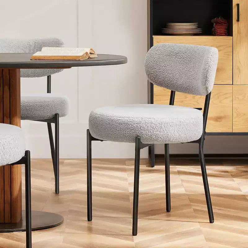 PexFix 2Pcs Seat Cushion Black Steel Frame Comfort Dining Room Chair with Upholstered Backrest for Dining Room Bedroom