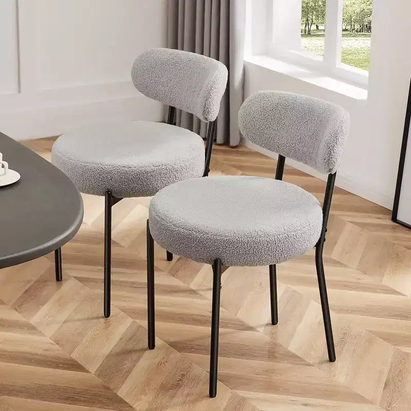 PexFix 2Pcs Seat Cushion Black Steel Frame Comfort Dining Room Chair with Upholstered Backrest for Dining Room Bedroom