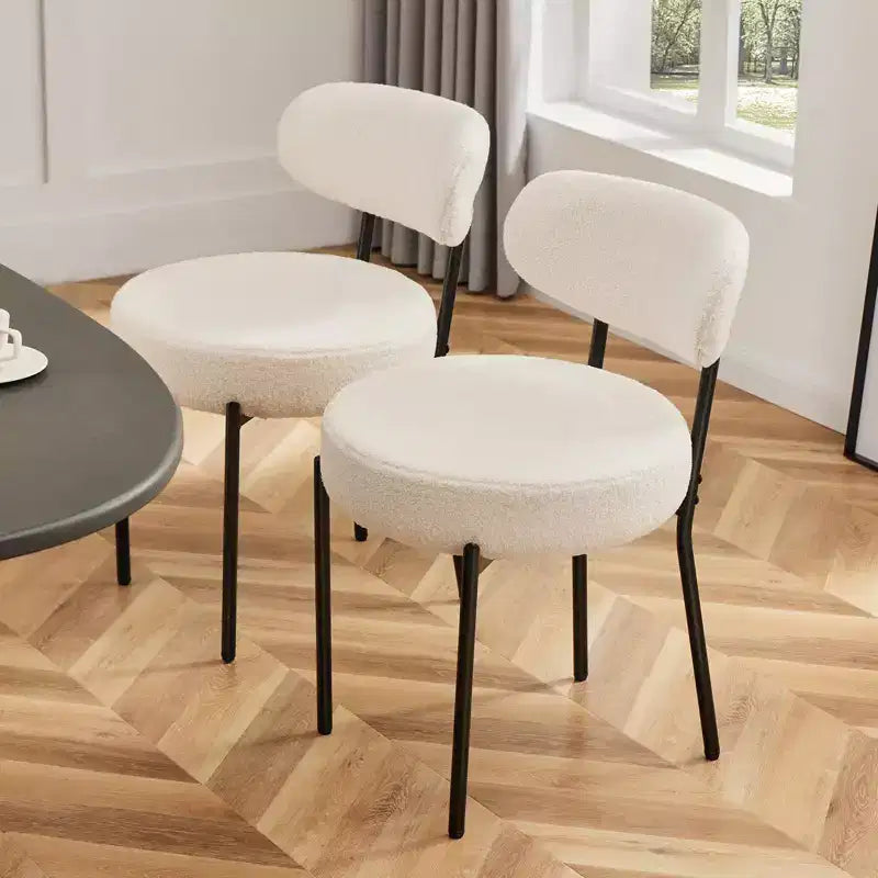 PexFix 2Pcs Seat Cushion Black Steel Frame Comfort Dining Room Chair with Upholstered Backrest for Dining Room Bedroom