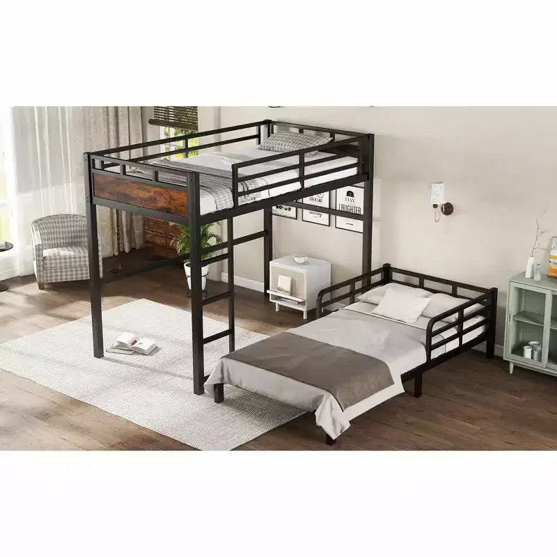 Bellemave Bunk Bed/Loft Bed and Platform Beds with Raised Security Fence,Metal Bunk Bed Frame