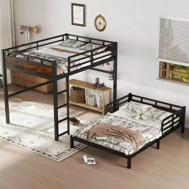 Bellemave Bunk Bed/Loft Bed and Platform Beds with Raised Security Fence,Metal Bunk Bed Frame
