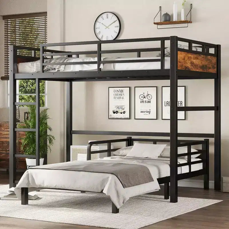 Bellemave Bunk Bed/Loft Bed and Platform Beds with Raised Security Fence,Metal Bunk Bed Frame