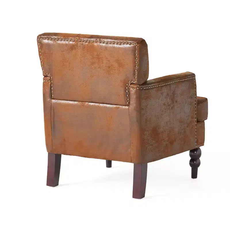 TUYOHW Mid-Century Modern Accent Chair with Nailhead & Button Tufted Upholstered Comfy Chair with Wood Legs Armchair for Living Room, Bedroom