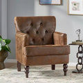 TUYOHW Mid-Century Modern Accent Chair with Nailhead & Button Tufted Upholstered Comfy Chair with Wood Legs Armchair for Living Room, Bedroom