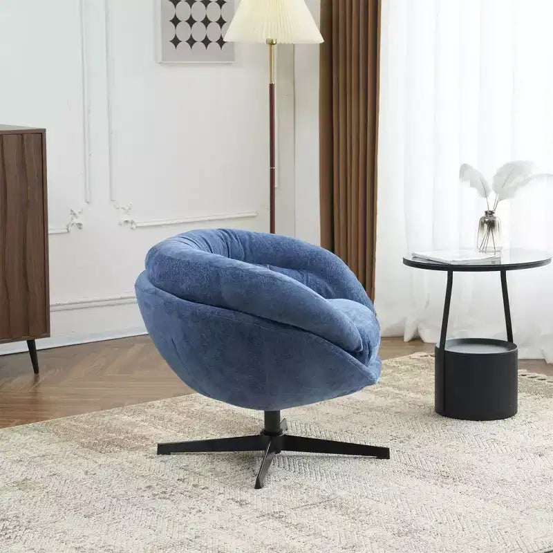 TUYOHW Swivel Accent Chair with Removable Chenille Upholstered Reading Chair with Black Metal Base Cozy Accent Chairs for Living Room, Bedroom