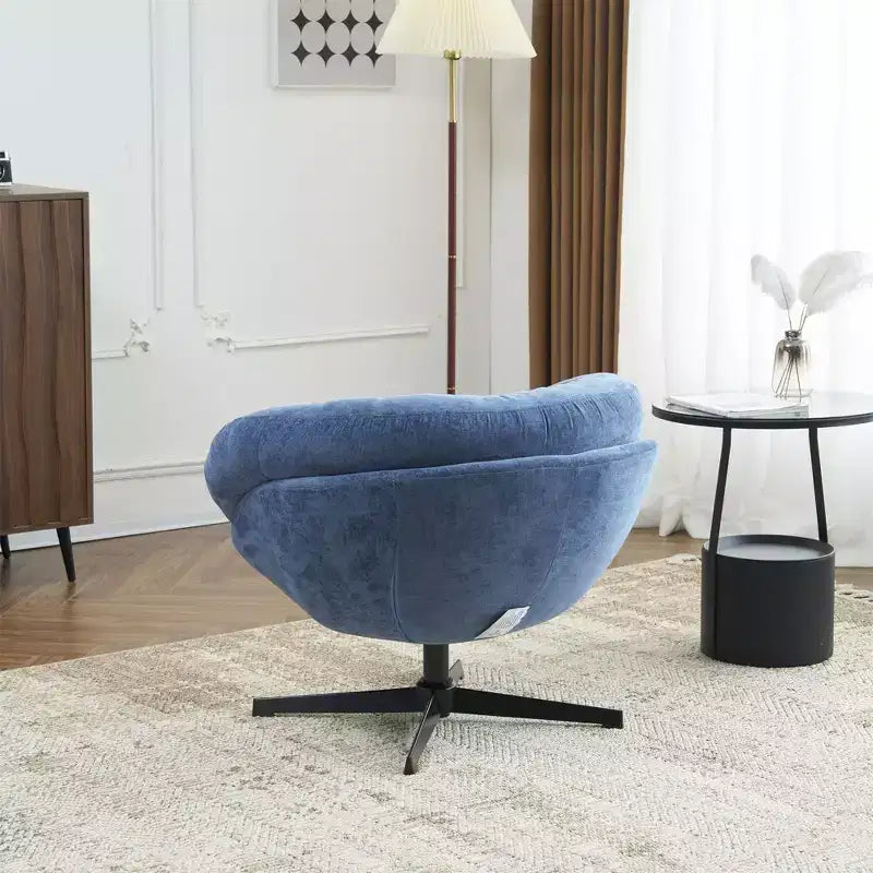 TUYOHW Swivel Accent Chair with Removable Chenille Upholstered Reading Chair with Black Metal Base Cozy Accent Chairs for Living Room, Bedroom