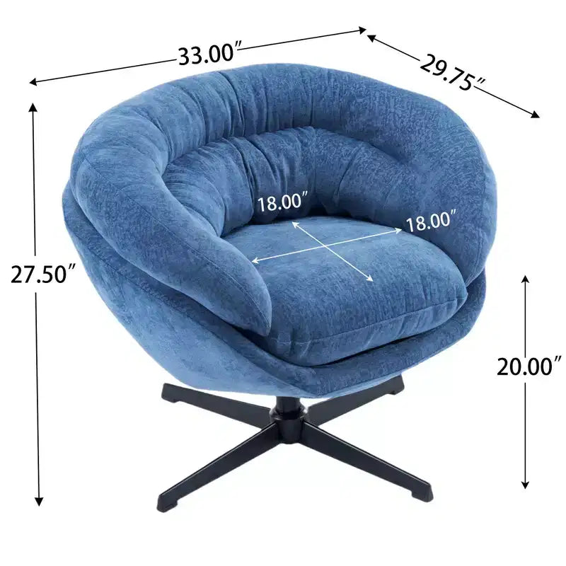 TUYOHW Swivel Accent Chair with Removable Chenille Upholstered Reading Chair with Black Metal Base Cozy Accent Chairs for Living Room, Bedroom