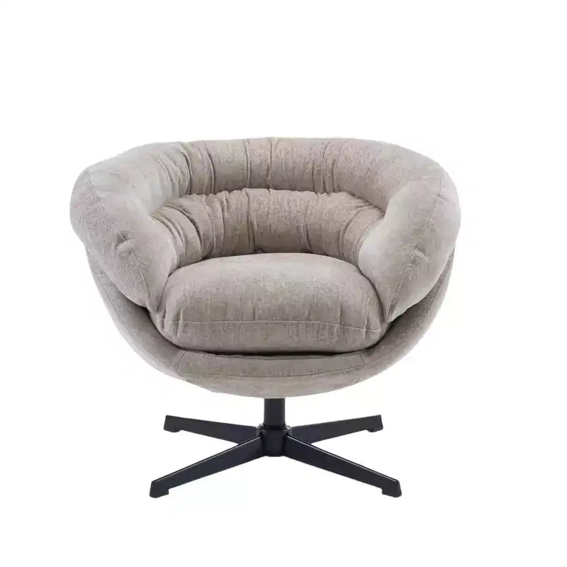 TUYOHW Swivel Accent Chair with Removable Chenille Upholstered Reading Chair with Black Metal Base Cozy Accent Chairs for Living Room, Bedroom