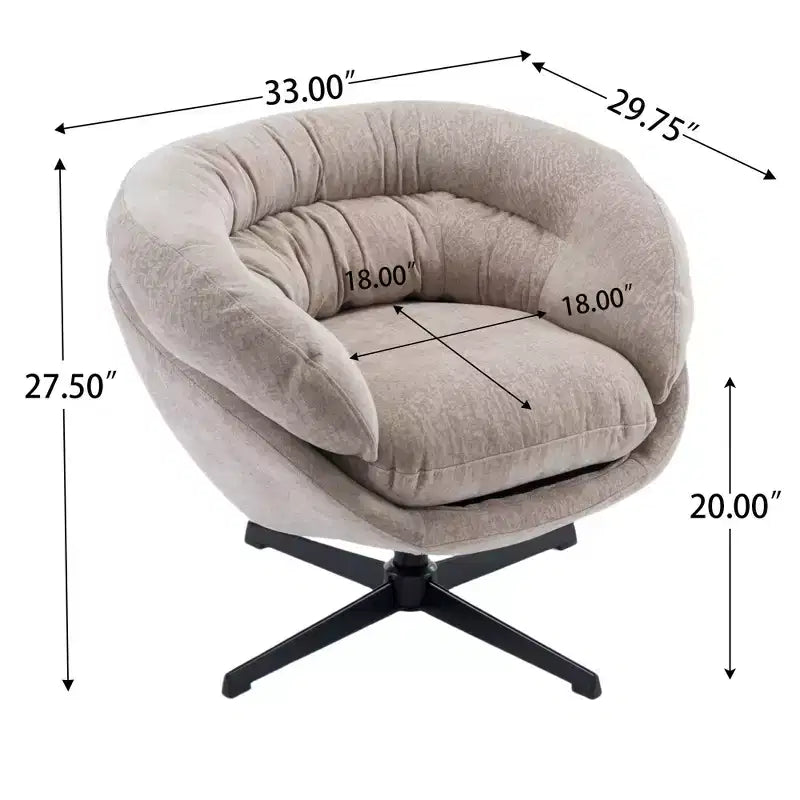 TUYOHW Swivel Accent Chair with Removable Chenille Upholstered Reading Chair with Black Metal Base Cozy Accent Chairs for Living Room, Bedroom