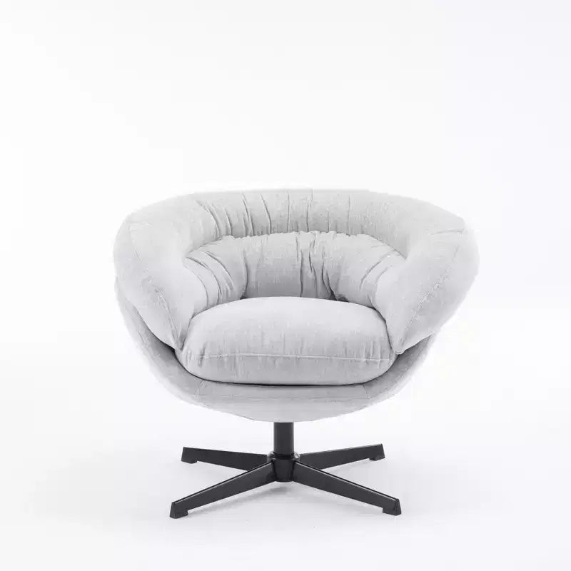 TUYOHW Swivel Accent Chair with Removable Chenille Upholstered Reading Chair with Black Metal Base Cozy Accent Chairs for Living Room, Bedroom