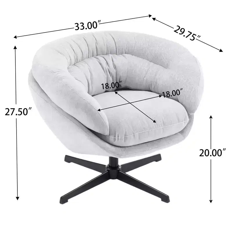 TUYOHW Swivel Accent Chair with Removable Chenille Upholstered Reading Chair with Black Metal Base Cozy Accent Chairs for Living Room, Bedroom