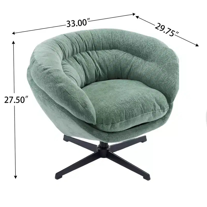 TUYOHW Swivel Accent Chair with Removable Chenille Upholstered Reading Chair with Black Metal Base Cozy Accent Chairs for Living Room, Bedroom