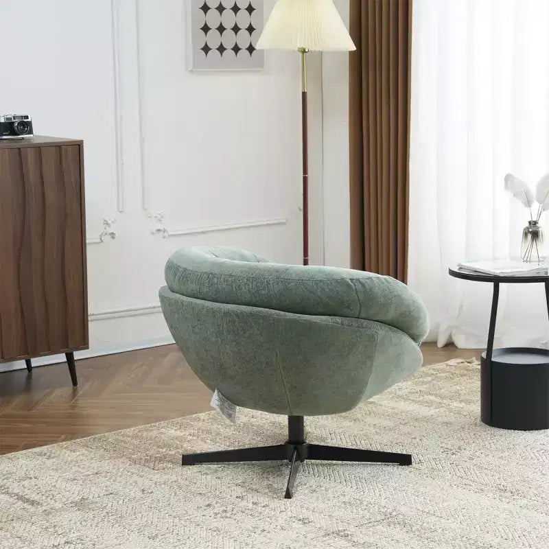 TUYOHW Swivel Accent Chair with Removable Chenille Upholstered Reading Chair with Black Metal Base Cozy Accent Chairs for Living Room, Bedroom