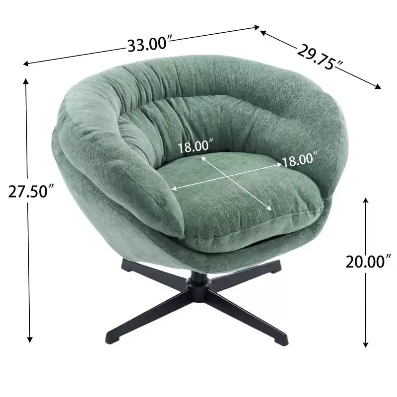 TUYOHW Swivel Accent Chair with Removable Chenille Upholstered Reading Chair with Black Metal Base Cozy Accent Chairs for Living Room, Bedroom