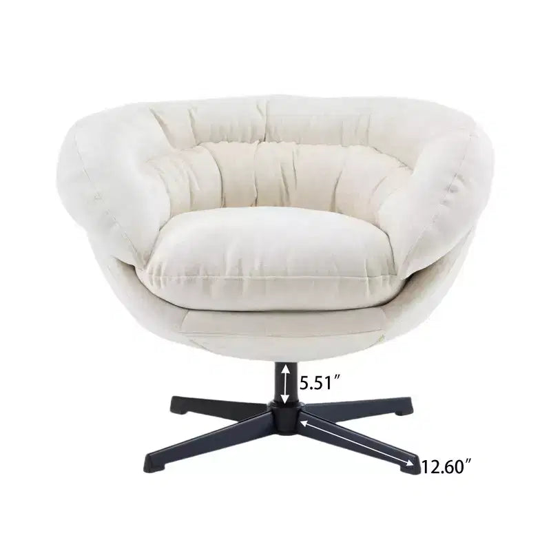 TUYOHW Swivel Accent Chair with Removable Chenille Upholstered Reading Chair with Black Metal Base Cozy Accent Chairs for Living Room, Bedroom