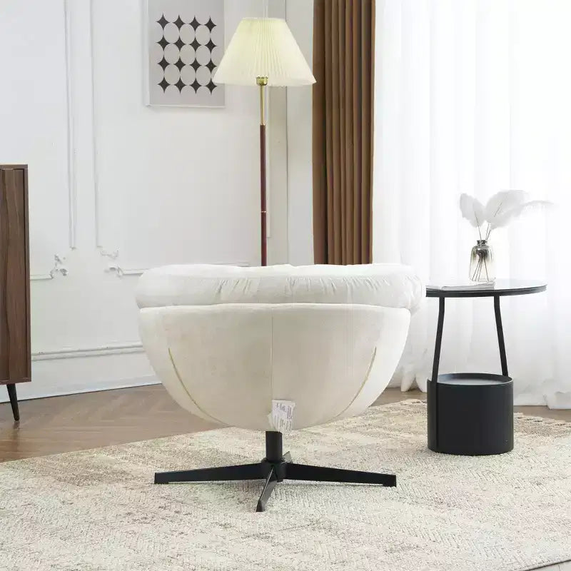 TUYOHW Swivel Accent Chair with Removable Chenille Upholstered Reading Chair with Black Metal Base Cozy Accent Chairs for Living Room, Bedroom