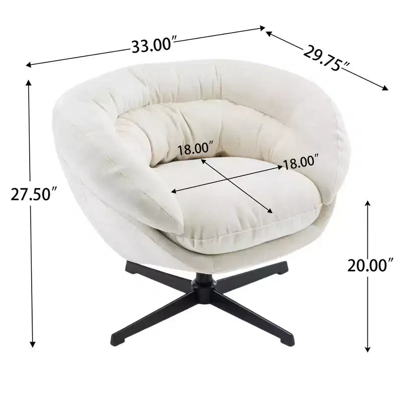 TUYOHW Swivel Accent Chair with Removable Chenille Upholstered Reading Chair with Black Metal Base Cozy Accent Chairs for Living Room, Bedroom