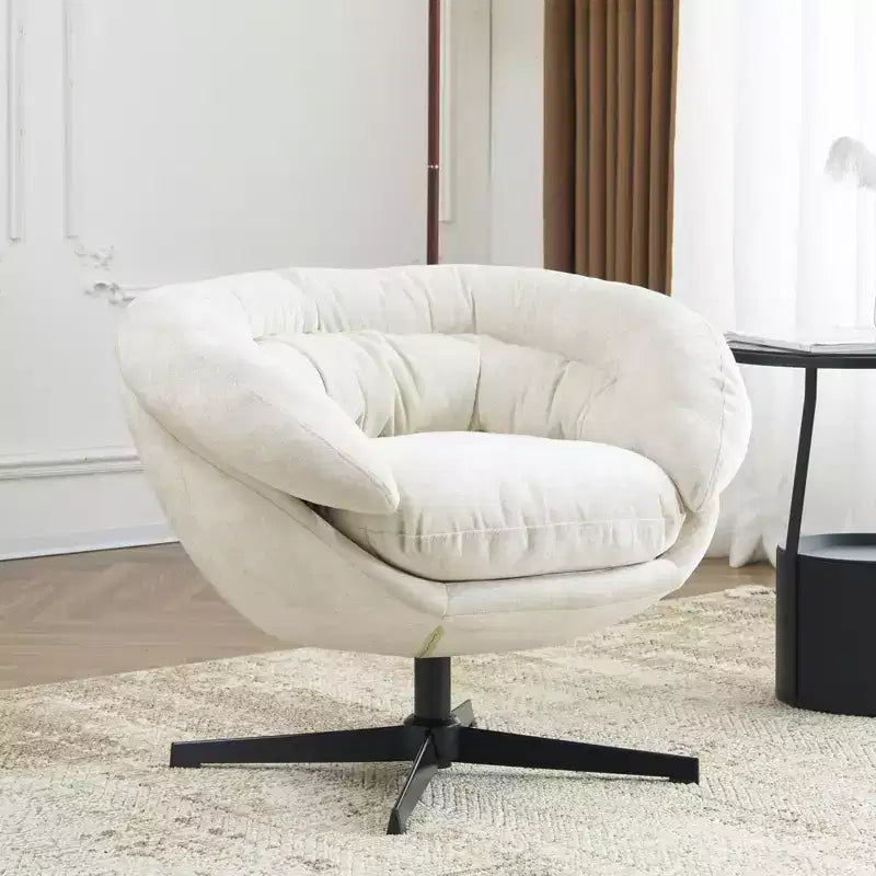 TUYOHW Swivel Accent Chair with Removable Chenille Upholstered Reading Chair with Black Metal Base Cozy Accent Chairs for Living Room, Bedroom