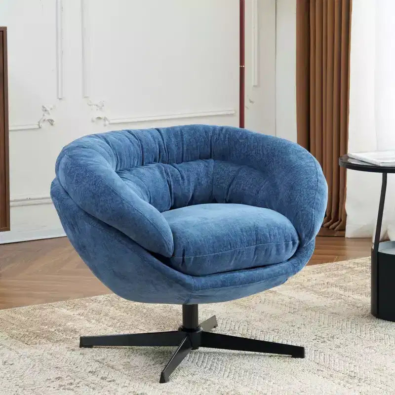 TUYOHW Swivel Accent Chair with Removable Chenille Upholstered Reading Chair with Black Metal Base Cozy Accent Chairs for Living Room, Bedroom