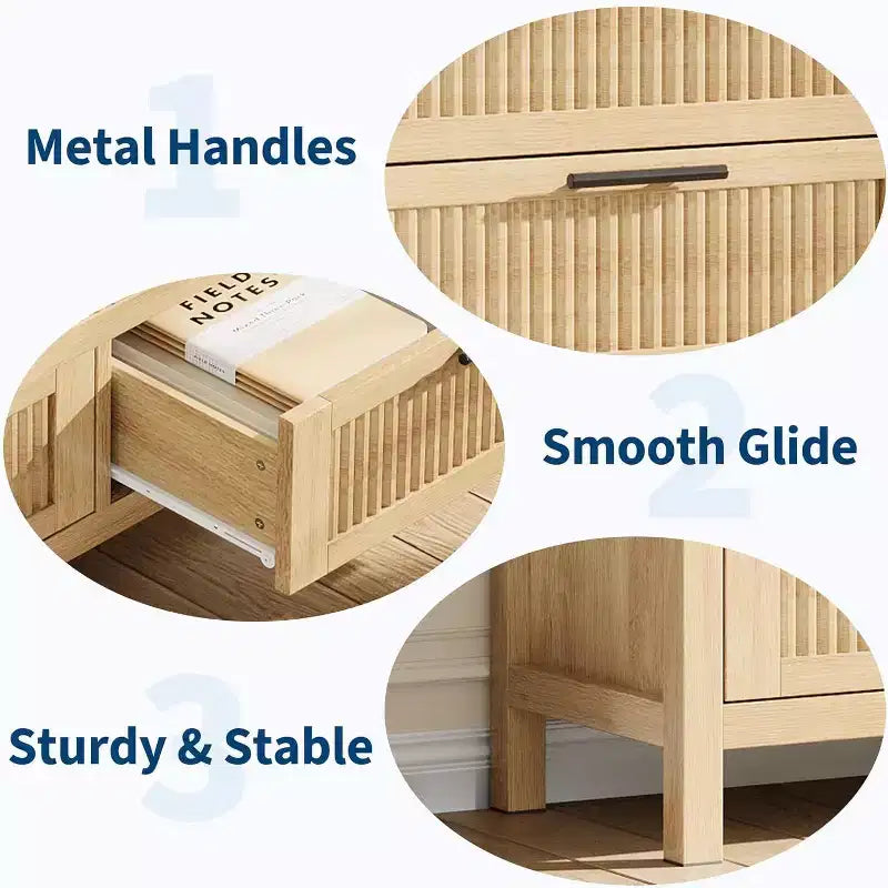 Fluted 6 Drawers Dresser for Bedroom,47.4 Inch Wide Large Wood Chest of Drawers,Modern TV Stand & Clothes Storage Cabinet for Nursery,Living Room,Oak