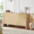Sideboard Buffet Cabinet, Modern Fluted Coffee Bar Cupboard Storage Cabinet Wood Credenza Console Table for Kitchen Dining Living Room Entryway