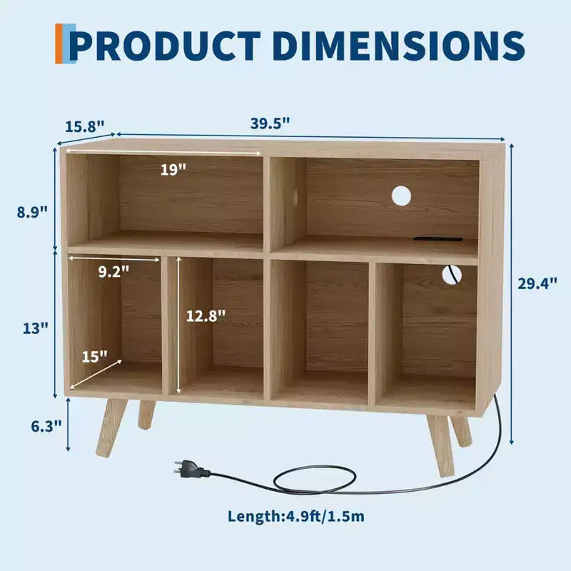 Record Player Stand with Vinyl Record Storage - Turntable Stand with Record Storage - Wood Record Holder Player Cabinet