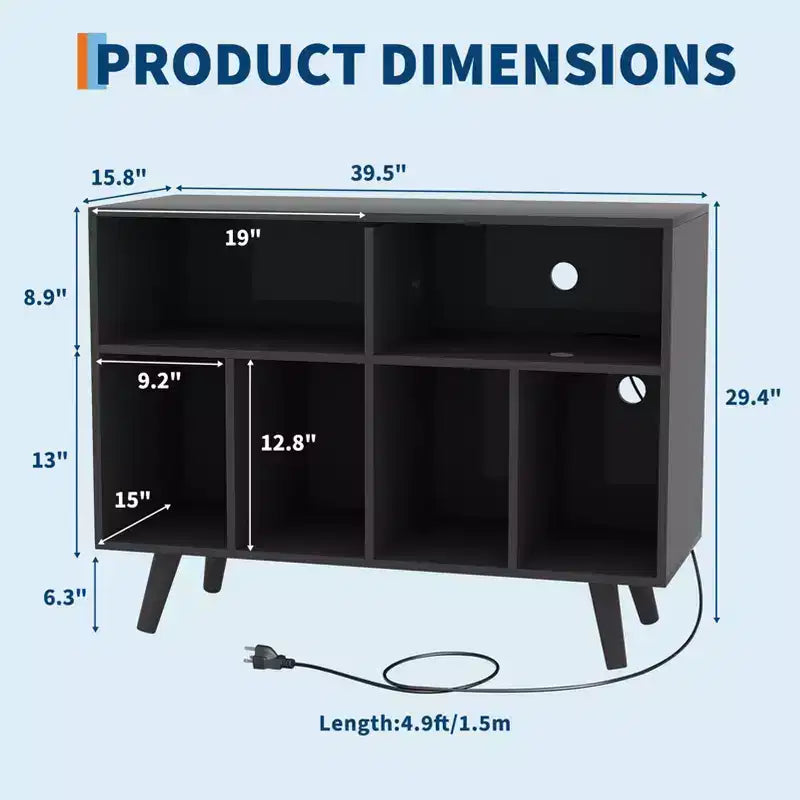 Record Player Stand with Vinyl Record Storage - Turntable Stand with Record Storage - Wood Record Holder Player Cabinet