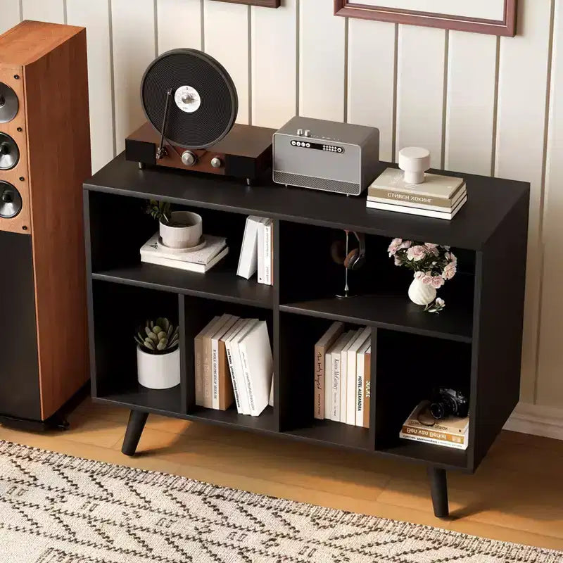 Record Player Stand with Vinyl Record Storage - Turntable Stand with Record Storage - Wood Record Holder Player Cabinet