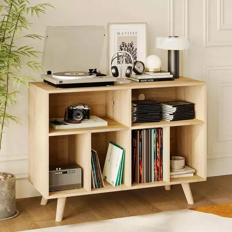 Record Player Stand with Vinyl Record Storage - Turntable Stand with Record Storage - Wood Record Holder Player Cabinet