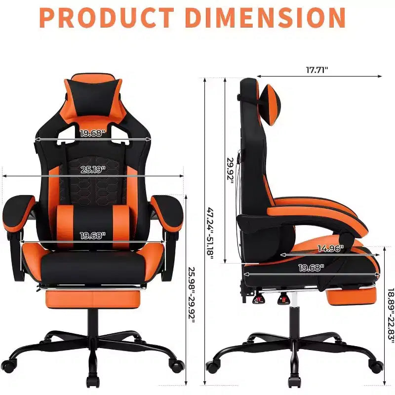BALHAM TRADE-Premium Gaming Chair with Massage Ergonomic Design High Back PC Chair Adjustable Footrest