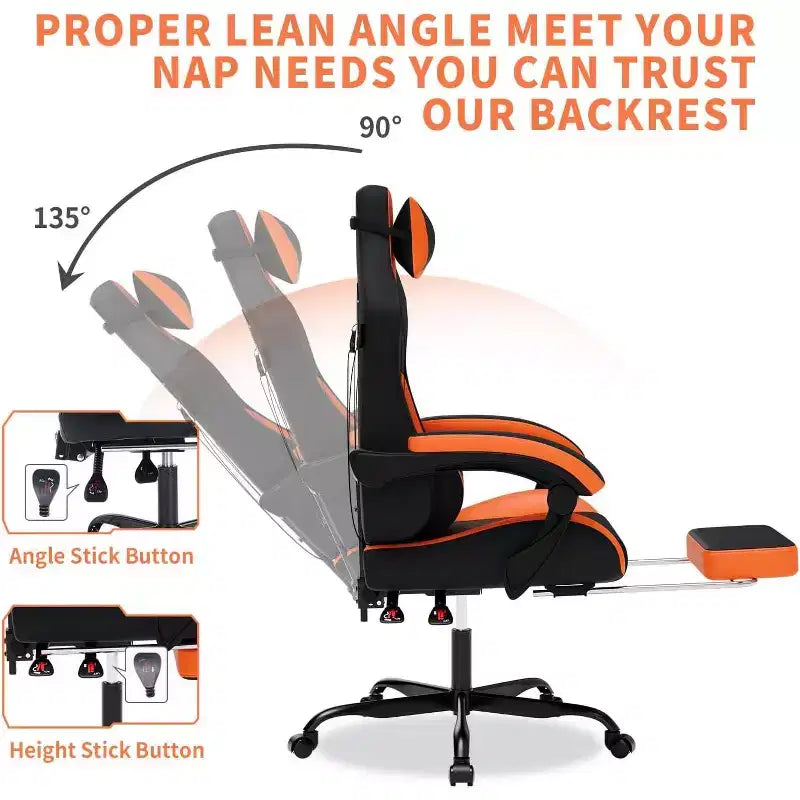 BALHAM TRADE-Premium Gaming Chair with Massage Ergonomic Design High Back PC Chair Adjustable Footrest