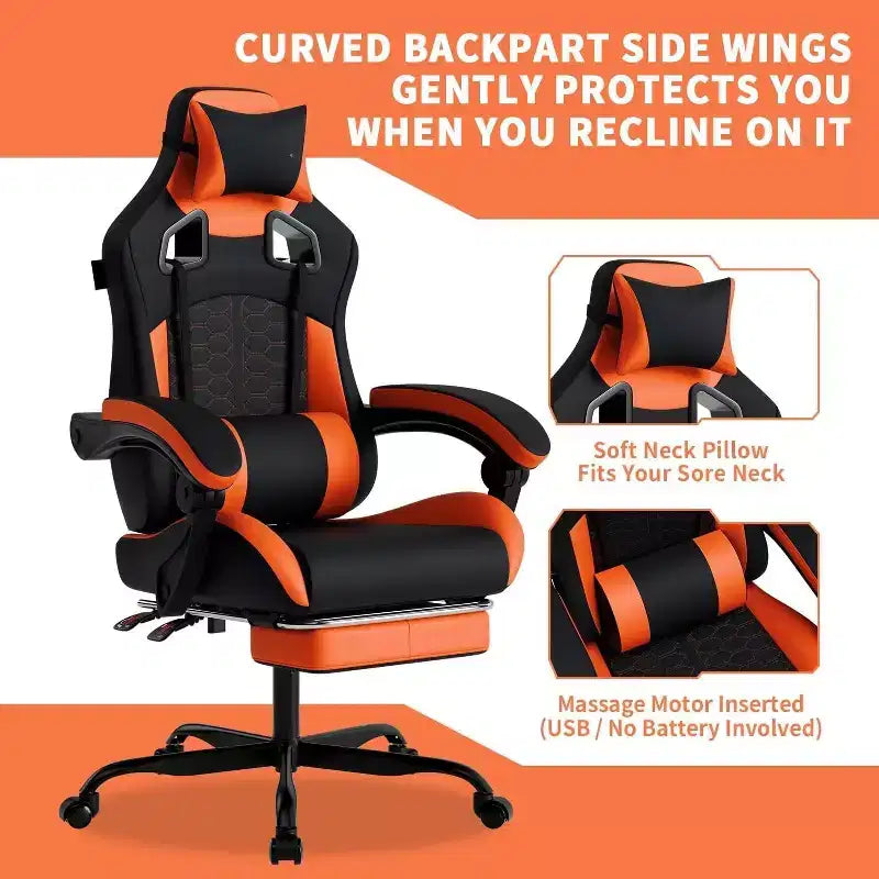 BALHAM TRADE-Premium Gaming Chair with Massage Ergonomic Design High Back PC Chair Adjustable Footrest