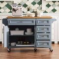 sumyeg 52 Rolling Kitchen Island with Drop Leaf, Spice Rack, Towel Rack, 2 Doors, 5 Drawers, Adjustable Shelf (No Stools)