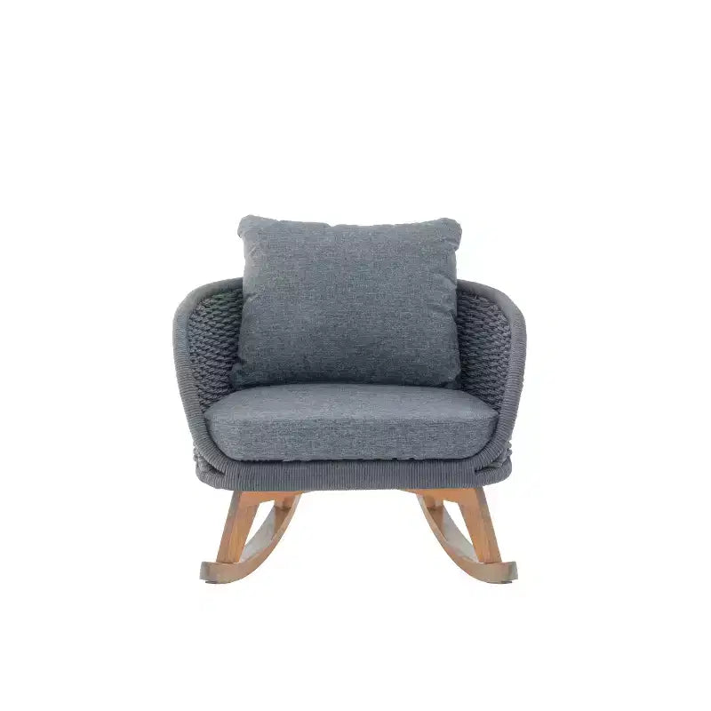 Rocking Chair for Indoor & Outdoor, Patio Wicker Accent Chair Armchair with Soft Cushion & Durable Wood Frame - ModernLuxe