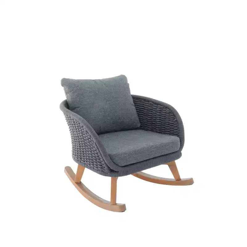 Rocking Chair for Indoor & Outdoor, Patio Wicker Accent Chair Armchair with Soft Cushion & Durable Wood Frame - ModernLuxe