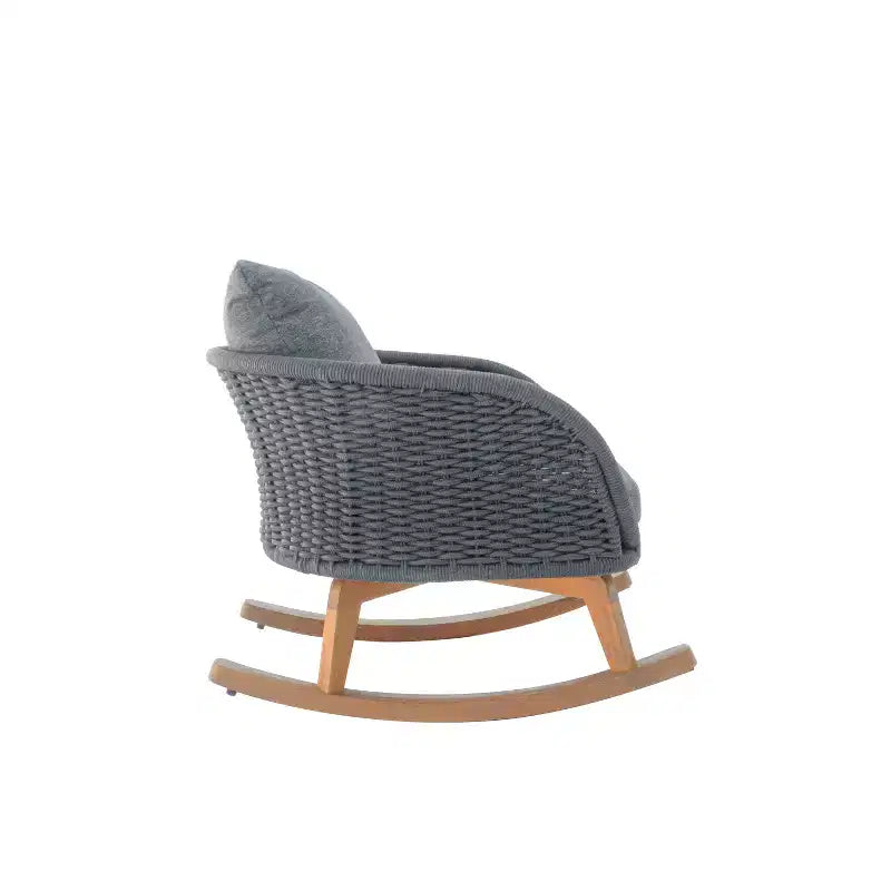 Rocking Chair for Indoor & Outdoor, Patio Wicker Accent Chair Armchair with Soft Cushion & Durable Wood Frame - ModernLuxe