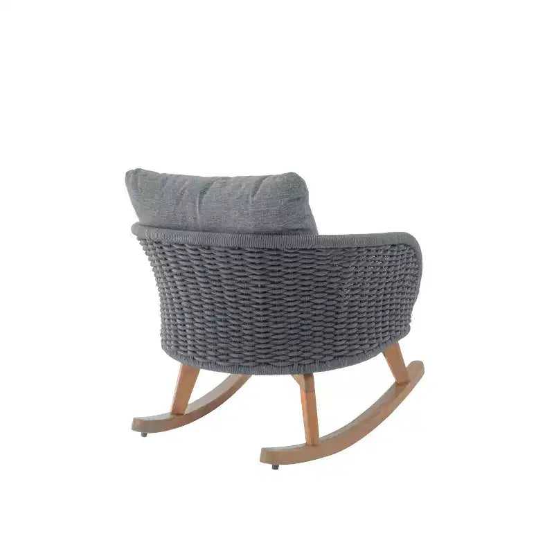 Rocking Chair for Indoor & Outdoor, Patio Wicker Accent Chair Armchair with Soft Cushion & Durable Wood Frame - ModernLuxe