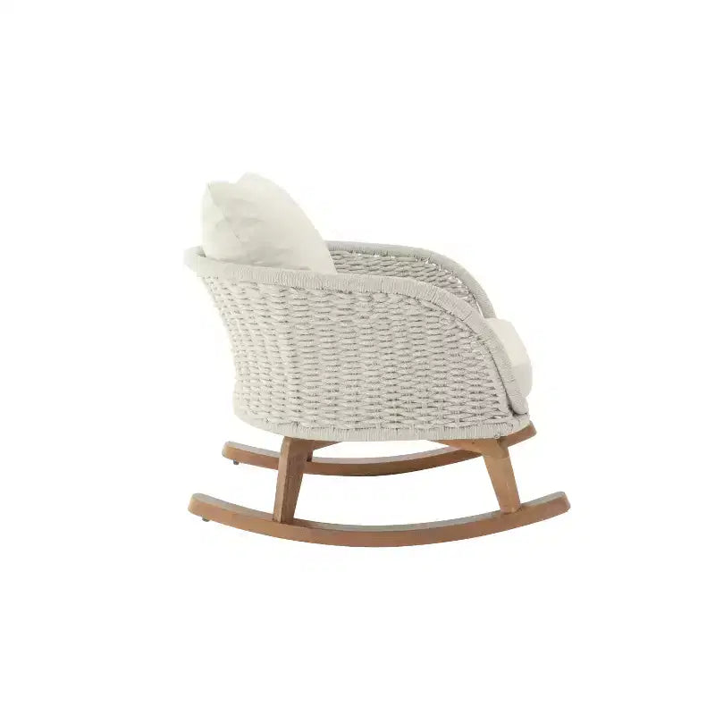 Rocking Chair for Indoor & Outdoor, Patio Wicker Accent Chair Armchair with Soft Cushion & Durable Wood Frame - ModernLuxe
