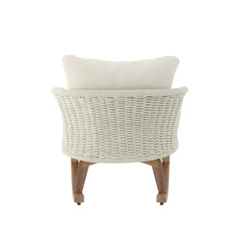 Rocking Chair for Indoor & Outdoor, Patio Wicker Accent Chair Armchair with Soft Cushion & Durable Wood Frame - ModernLuxe